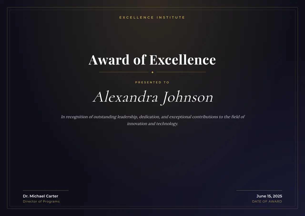 Modern Award Certificate template preview