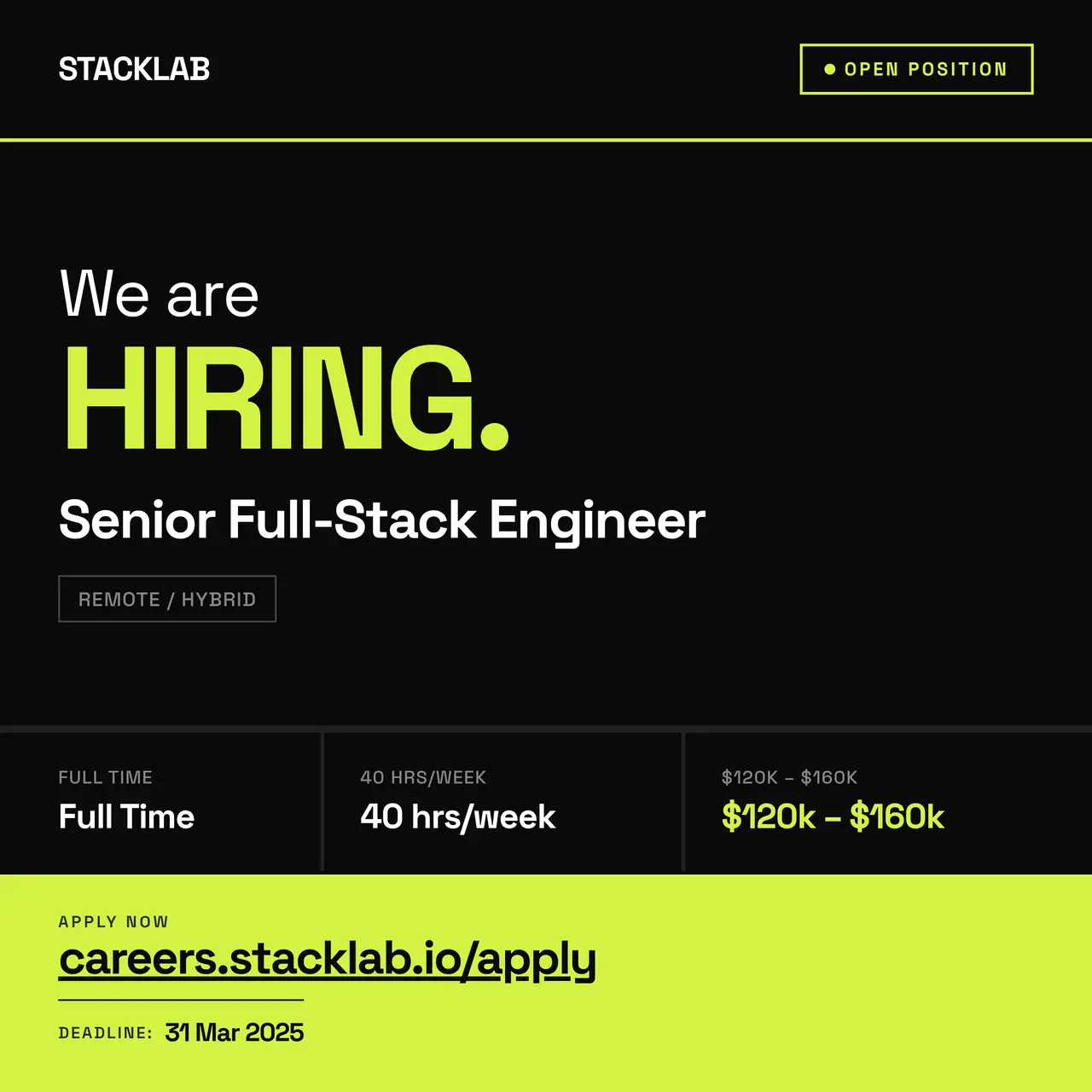 We Are Hiring — Tech Job template preview