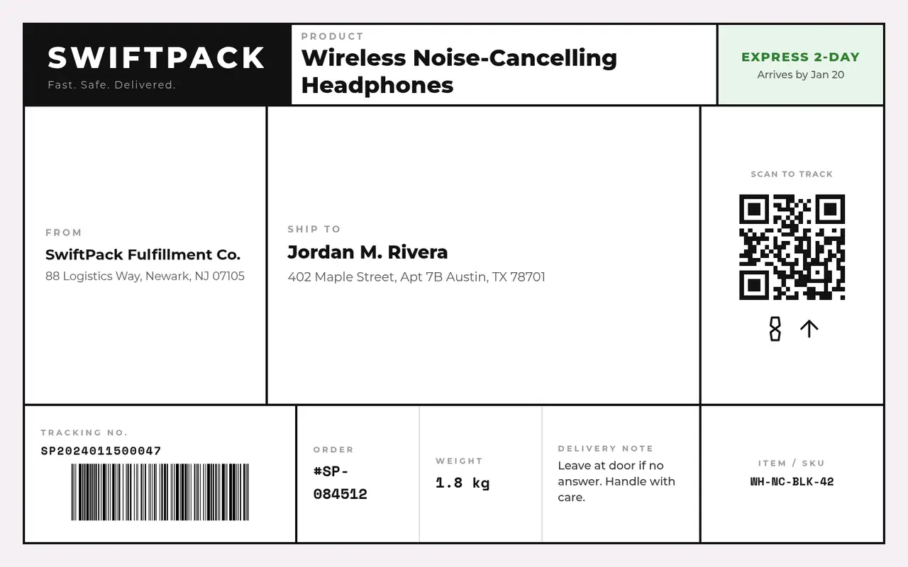 E-Commerce Shipping Label template preview