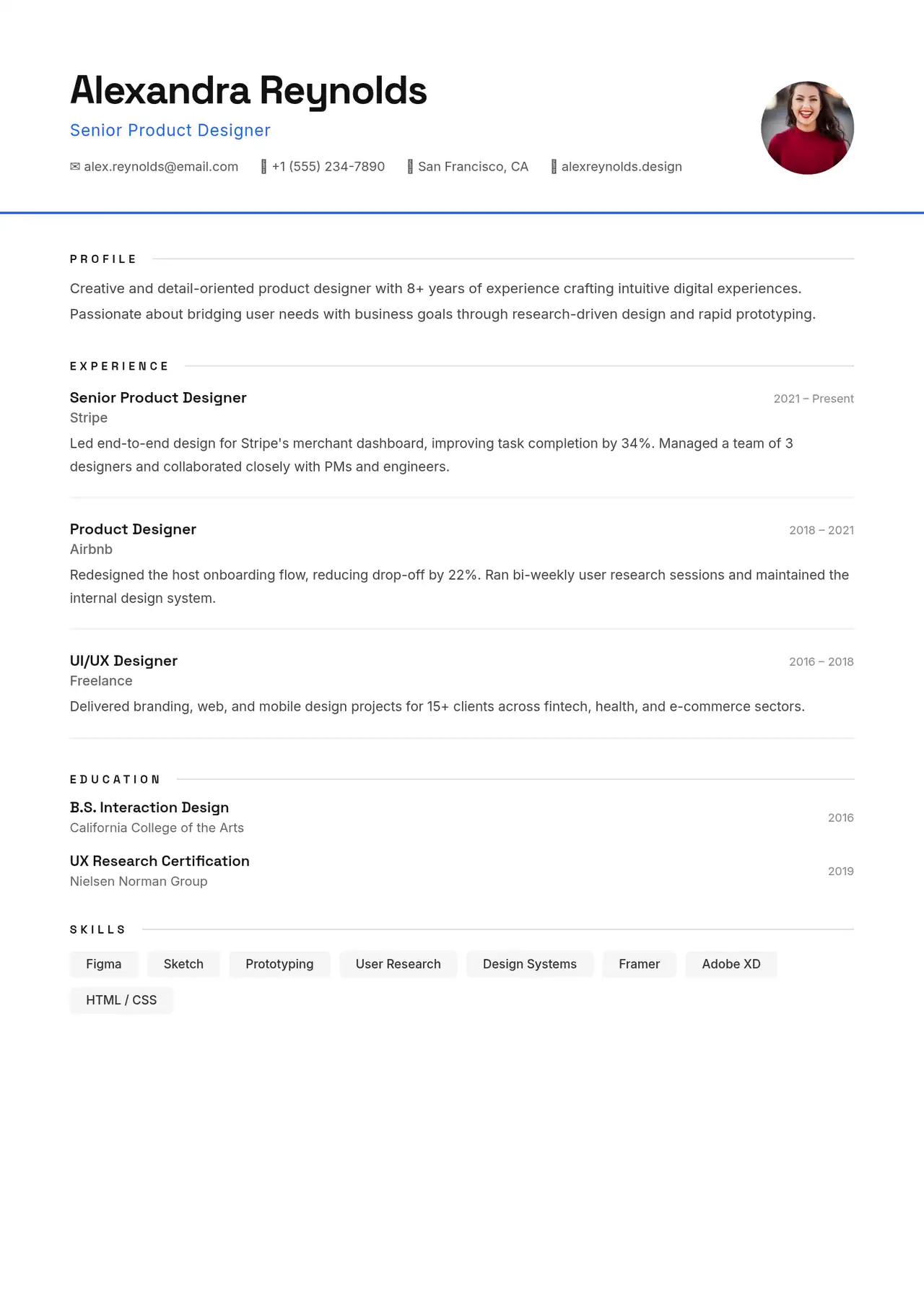 Simple Resume template preview