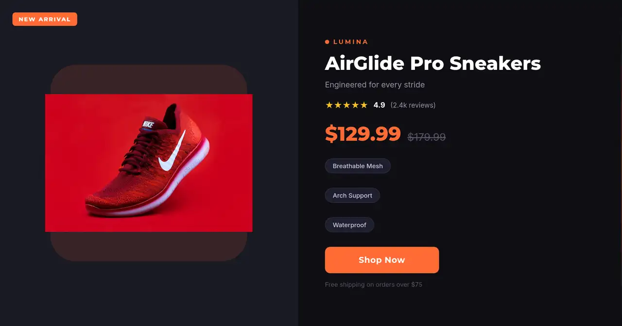 E-Commerce Product Showcase template preview