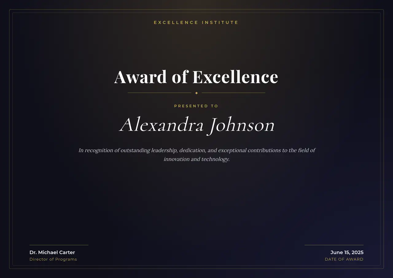 Modern Award Certificate template preview