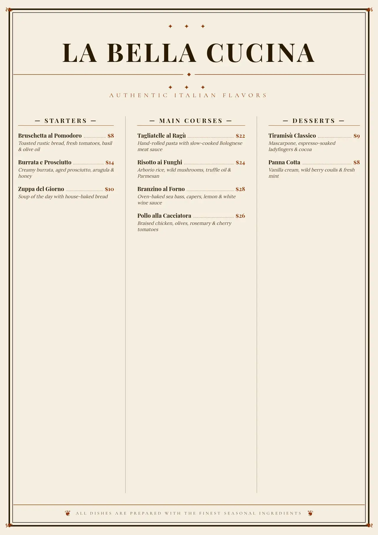 Restaurant Food Menu template preview