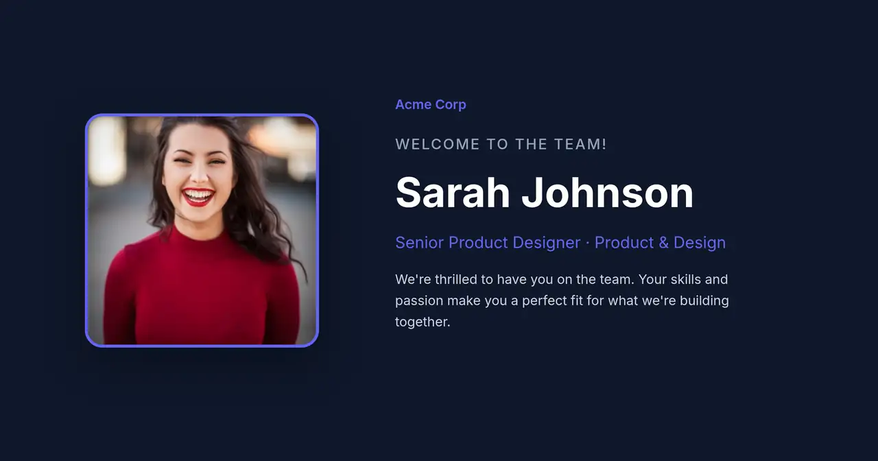 Job Welcome Cards template preview