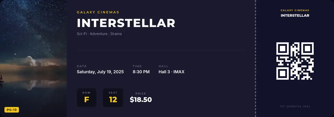 Movie Ticket template preview