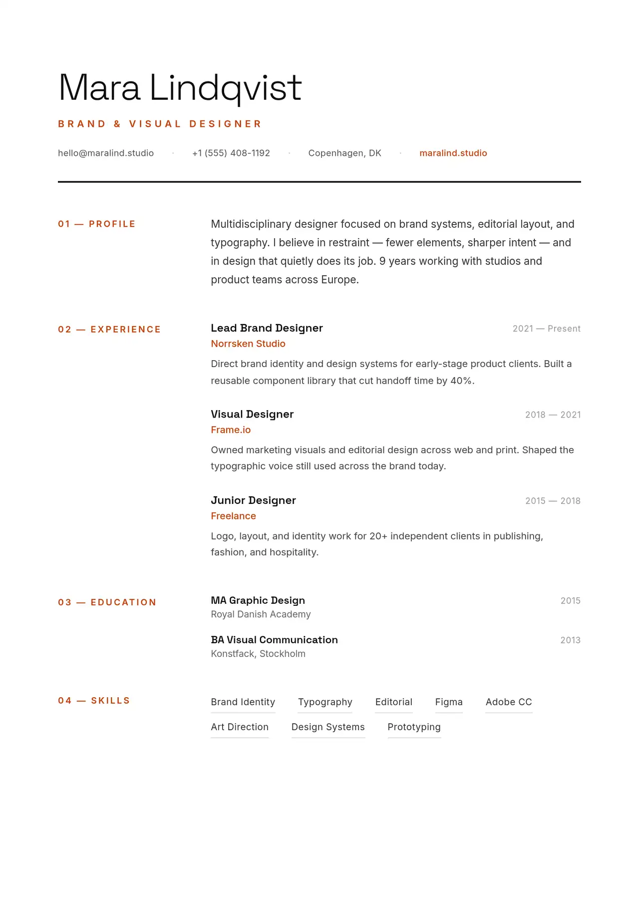 Minimal Designer Resume template preview